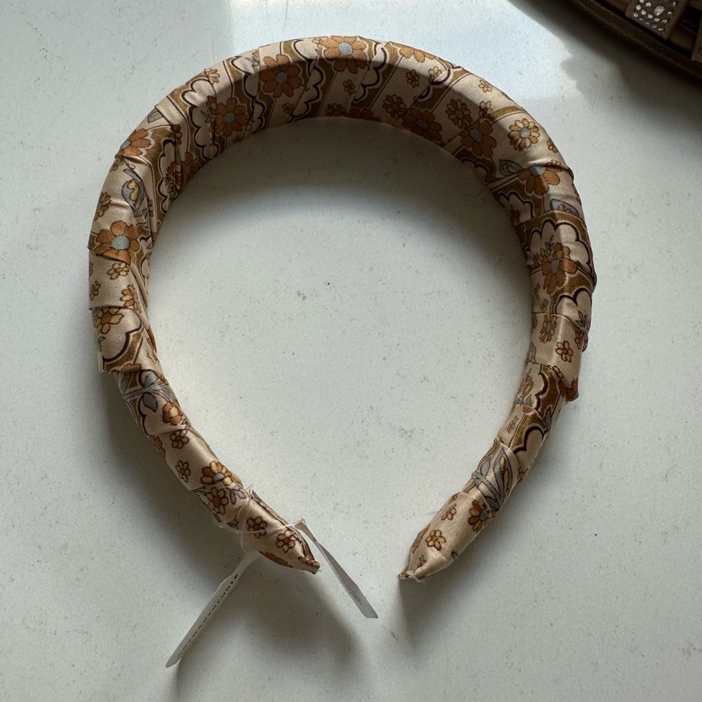 Anthropologie Floral Patterned Headband - Brown and Cream